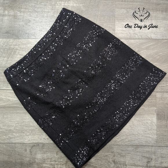 Loft Wool Blend Sequin Detail Mini Skirt Size 0 - Picture 1 of 5